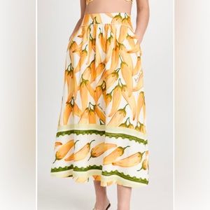 New FARM Rio Peppers Off-White Maxi Skirt